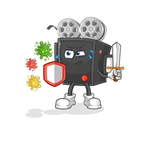 Film Camera Viruses Cartoon Cartoon Mascot Vecto — ストックベクタ