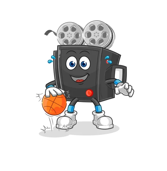 Film Camera Dribble Basketball Character Cartoon Mascot Vecto — 스톡 벡터