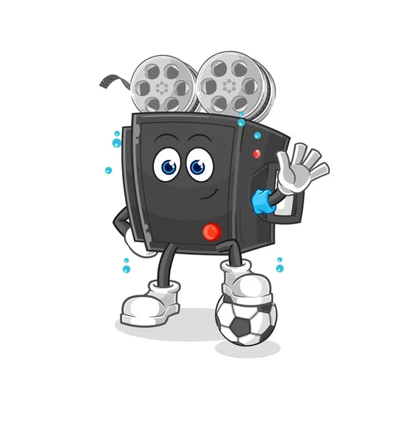 Film Camera Playing Soccer Illustration Character Vecto — 스톡 벡터