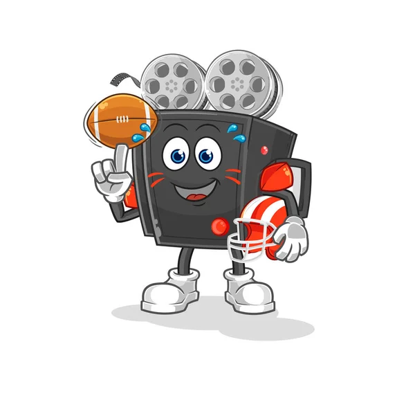 Film Camera Playing Rugby Character Cartoon Mascot Vecto — 스톡 벡터