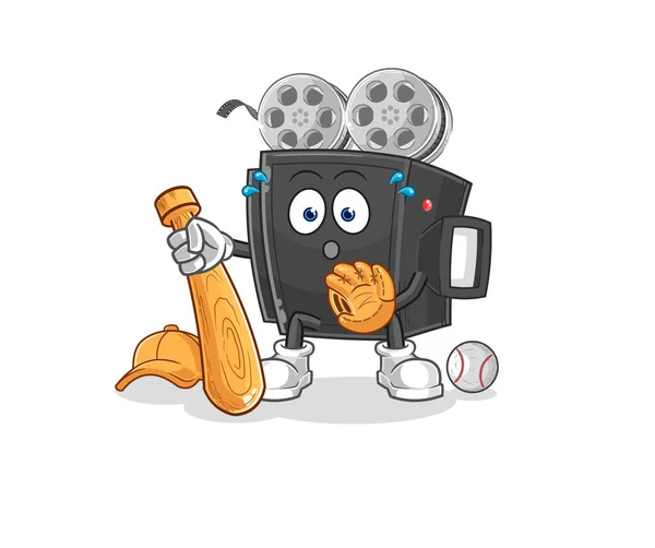 Film Camera Baseball Catcher Cartoon Cartoon Mascot Vecto — 스톡 벡터
