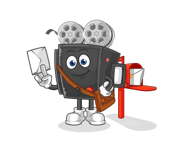 Film Camera Postman Vector Cartoon Characte — Vetor de Stock