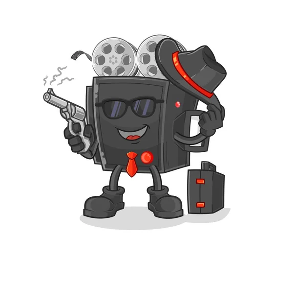 Film Camera Mafia Gun Character Cartoon Mascot Vecto — Image vectorielle
