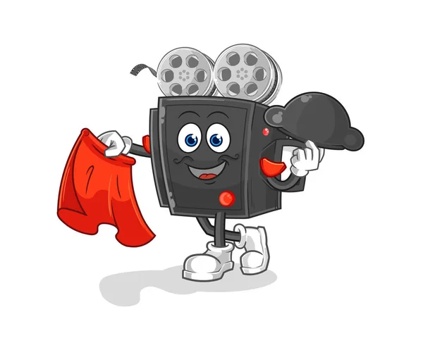 Film Camera Matador Red Cloth Illustration Character Vecto — Stock Vector