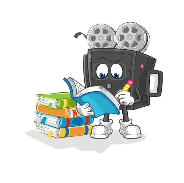 Film Camera Studying Mascot Cartoon Vecto — ストックベクタ