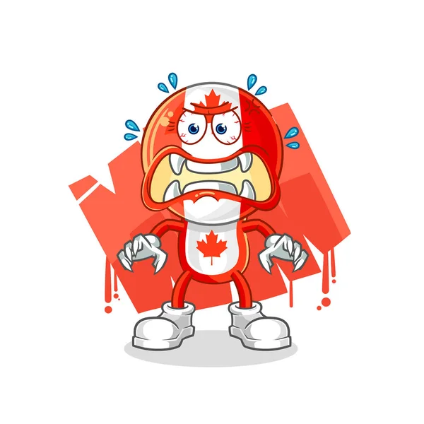 Canada Flag Head Monster Vector Cartoon Characte — 图库矢量图片
