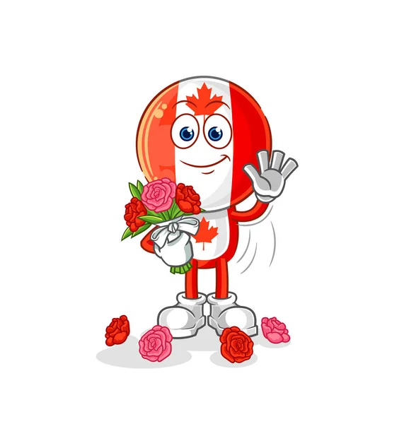 Canada Flag Head Bouquet Mascot Cartoon Vecto — Stock vektor