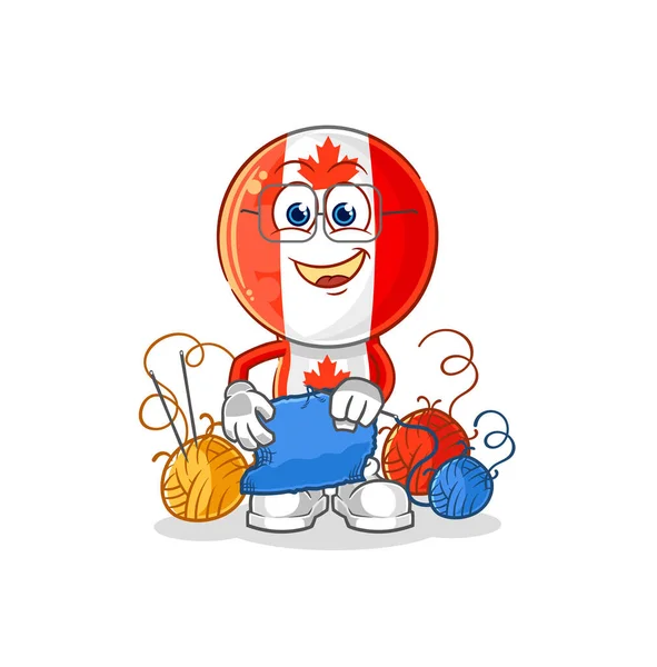 Canada Vlag Hoofd Kleermaker Mascotte Tekenfilm Vecto — Stockvector