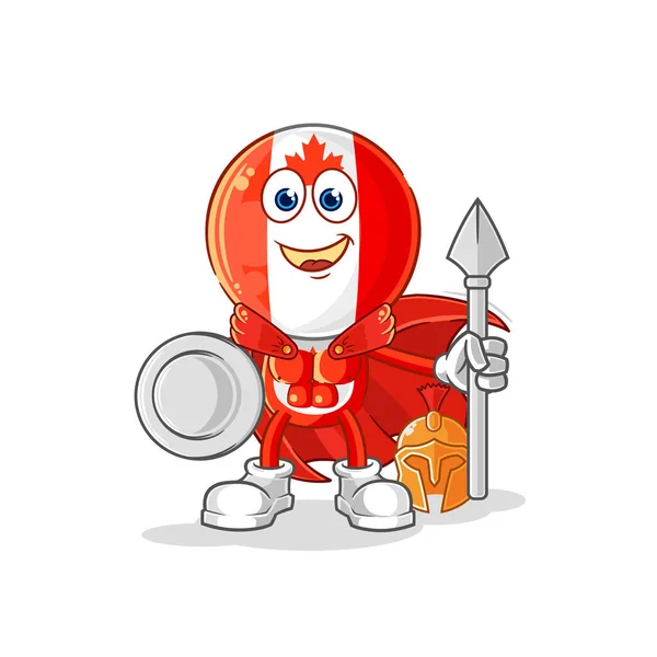 Canada Flag Head Spartan Character Cartoon Mascot Vecto — Vector de stock