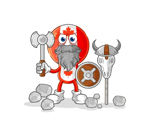 Canada Flag Head Viking Illustration Character Vecto —  Vetores de Stock