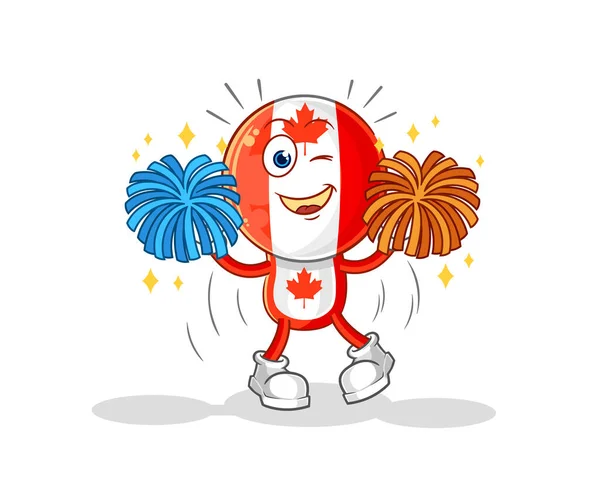 Canada Flag Head Cheerleader Cartoon Cartoon Mascot Vecto — ストックベクタ