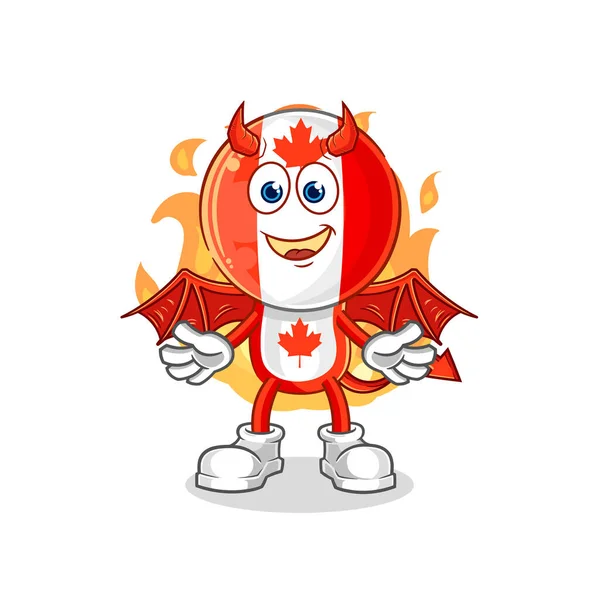 Canada Flag Head Demon Wings Character Cartoon Mascot Vecto — Stok Vektör