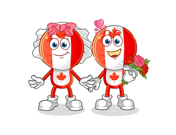 Canada Flag Head Wedding Cartoon Cartoon Mascot Vecto — Διανυσματικό Αρχείο