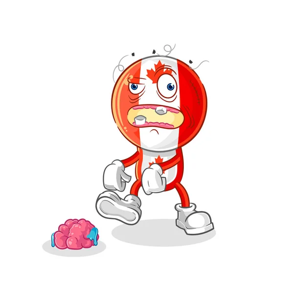 Bandera Canadá Cabeza Zombie Character Mascot Vecto — Vector de stock