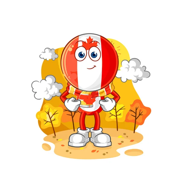 Canada Flag Head Autumn Cartoon Mascot Vecto — ストックベクタ