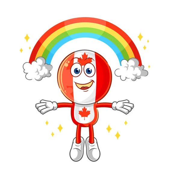 Canada Flag Head Rainbow Cartoon Vecto — Stock Vector