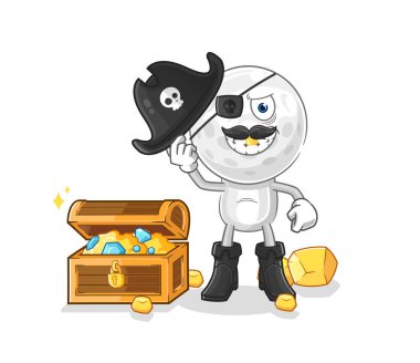 Golf kafa korsanı ve hazine maskotu. çizgi film vektosu