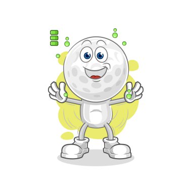 Golf kafa tam batarya karakteri. karikatür maskotu vektosu