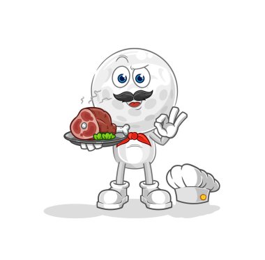 Et maskotu olan golf kafa şefi. çizgi film vektosu