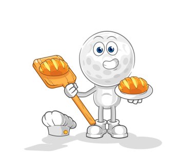 Ekmekli golf kafa fırıncısı. karikatür maskotu vektosu