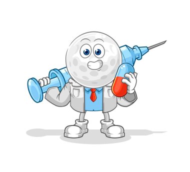 Golf kafa doktoru elinde ilaç ve iğne tutuyor.