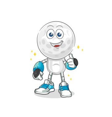 Golf kafalı robot karakter. karikatür maskotu vektosu