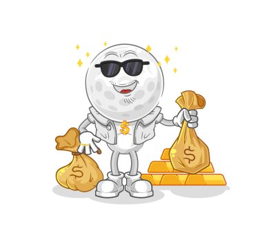 Golf kafa zengin karakter. karikatür maskotu vektosu