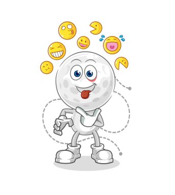 Golf kafa gülüyor ve karakterle alay ediyor. karikatür maskotu vektosu