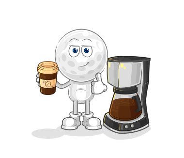 Golf kafa kahve illüstrasyonu içiyor. karakter vektosu