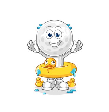 Ördek şamandıralı golf kafa. karikatür maskotu vektosu