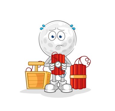 Golf kafasında dinamit karakteri olan. karikatür maskotu vektosu