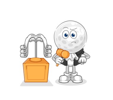 Golf baş yargıcı tokmağı tutuyor. karakter vektosu