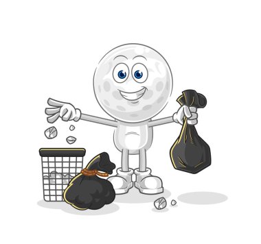 Golf kafa çöp maskotu. çizgi film vektosu