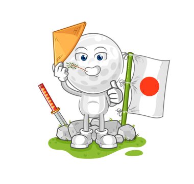 Golf baş Japon vektörü. karikatür