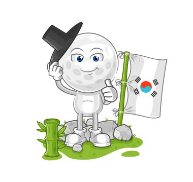 Golf kafa Koreli karakter. karikatür maskotu vektosu