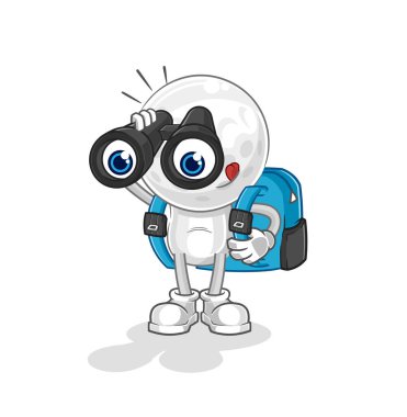 Dürbünlü golf kafa. karikatür maskotu vektosu