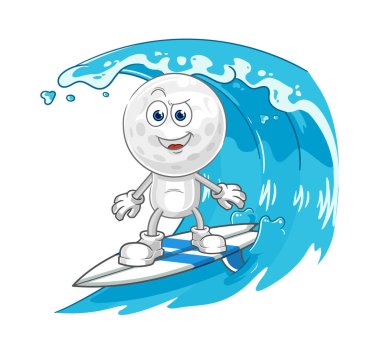 the golf head surfing character. cartoon mascot vecto