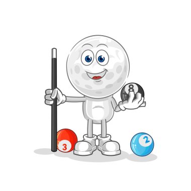 Golf kafa bilardo oynar. karikatür maskotu vektosu
