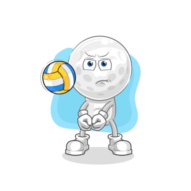 Golf kafa voleybol maskotu. çizgi film vektosu