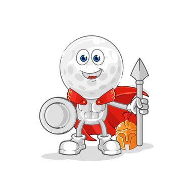 Golf kafa Spartalı karakter. karikatür maskotu vektosu