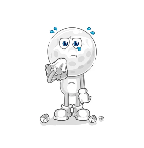 Golf Head Cry Tissue Cartoon Mascot Vecto — Wektor stockowy