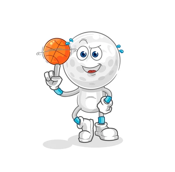 Golf Head Playing Basket Ball Mascot Cartoon Vecto — Stock Vector