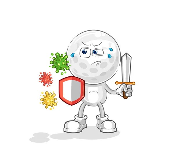 Golf Head Viruses Cartoon Cartoon Mascot Vecto — Vettoriale Stock
