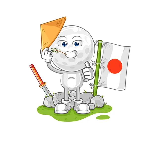 Golf Head Japanese Vector Cartoon Characte — Stock vektor