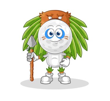 Golf kafa kabile maskotu. çizgi film vektosu