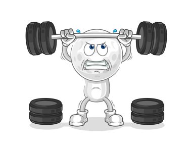 Golf kafa halterciyi kaldırıyor. karikatür maskotu vektosu