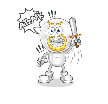 Golf baş şövalyeleri kılıçla saldırıyor. karikatür maskotu vektosu