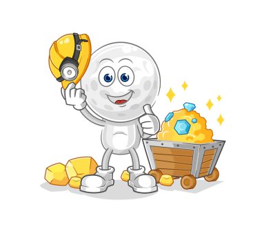 Altın karakterli, golf manyağı madenci. karikatür maskotu vektosu