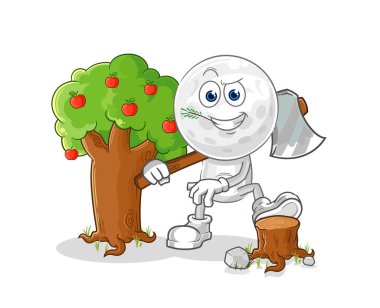 Golf baş marangoz çizimi. karakter vektosu