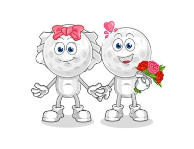 Golf kafa düğün karikatürü. karikatür maskotu vektosu